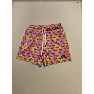 Wesc Neon Pink Mushroom  Lined Swim Trunks‎ - L Pockets  Hippie Whimsical